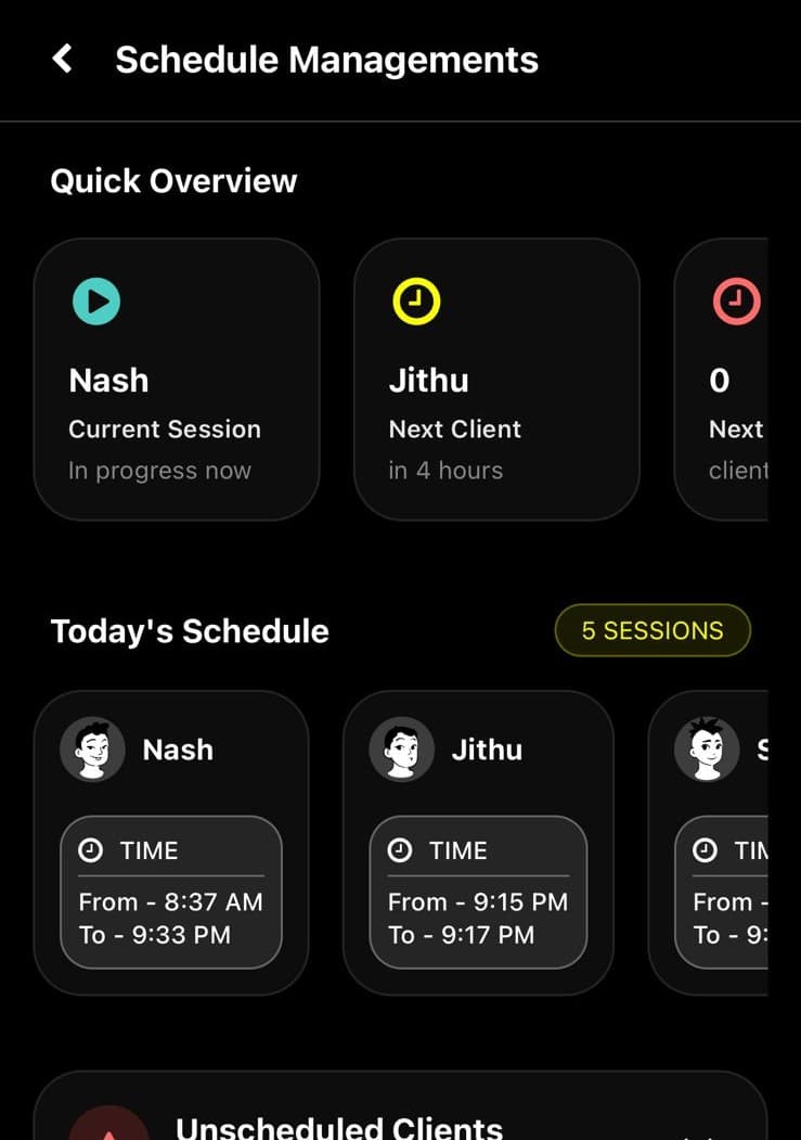 Schedule Management Interface